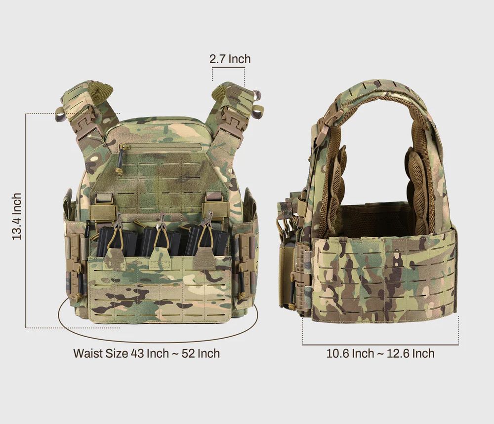 Military grade 1000D Nylon Modular Plate Carrier - wear resistant, Quick detach, MOLLEE Compatible, Adjustment to S-3XL - Image 2