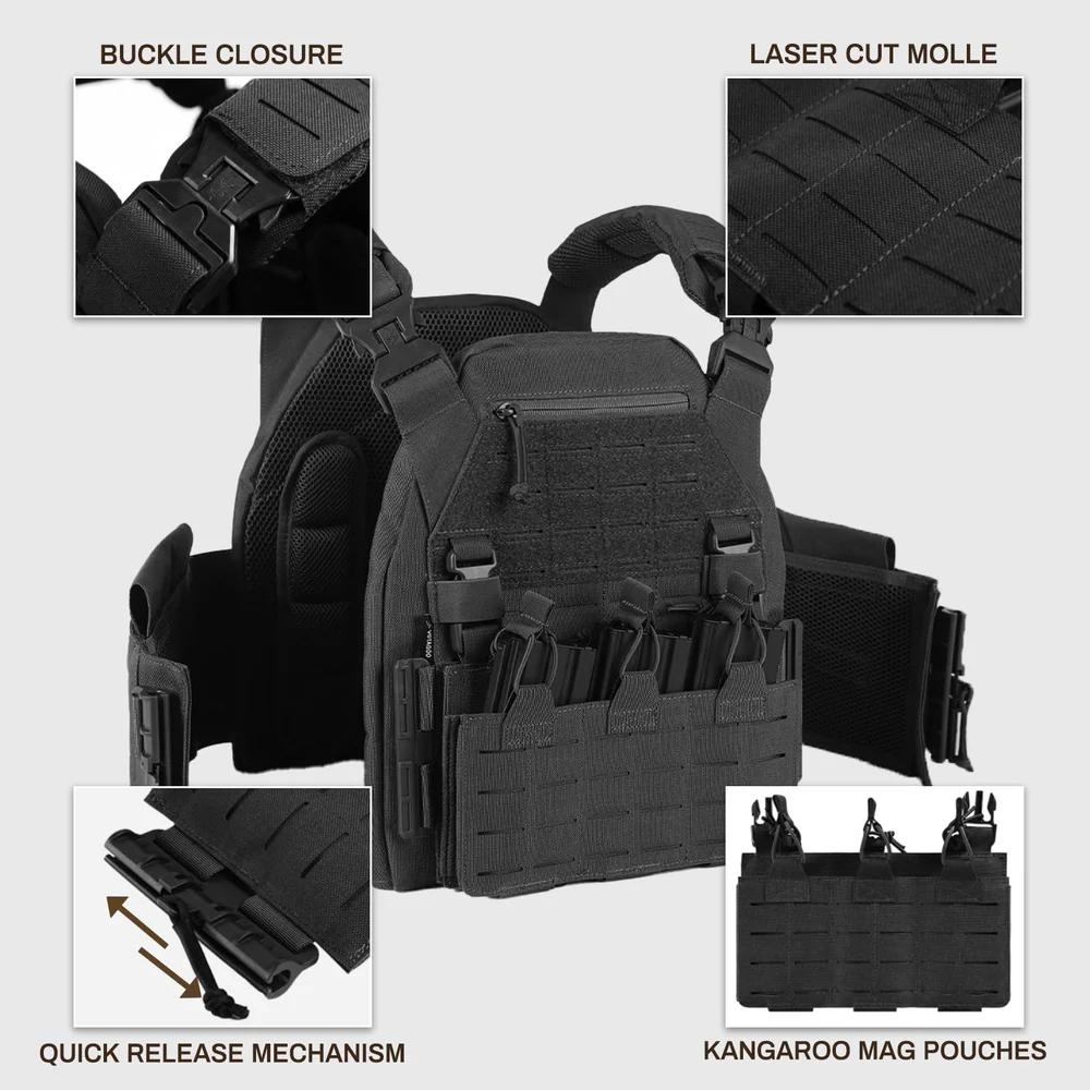 Military grade 1000D Nylon Modular Plate Carrier - wear resistant, Quick detach, MOLLEE Compatible, Adjustment to S-3XL - Image 3