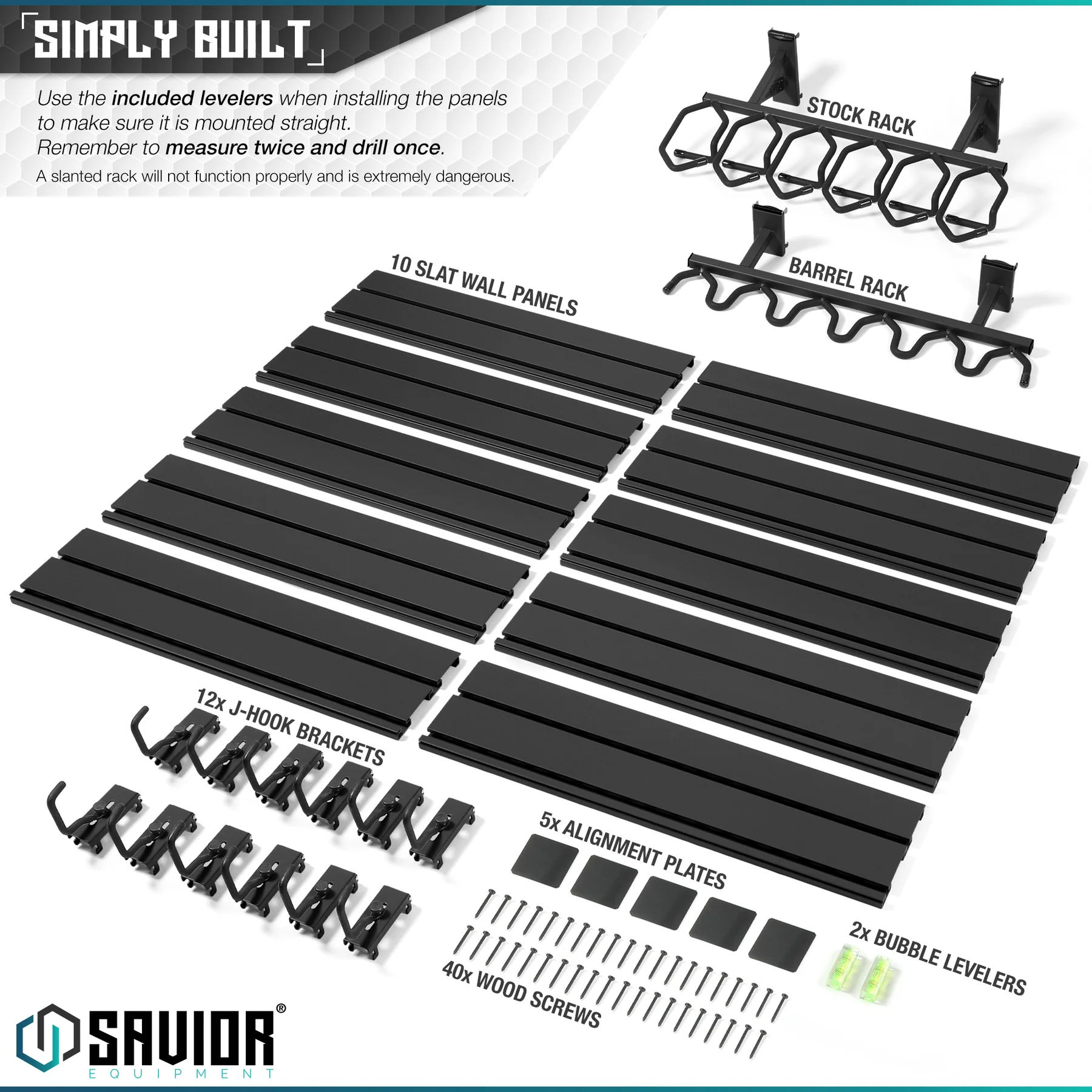 Wall Rack System - 10 Panel Kit W/ Attachments - Black - Image 2