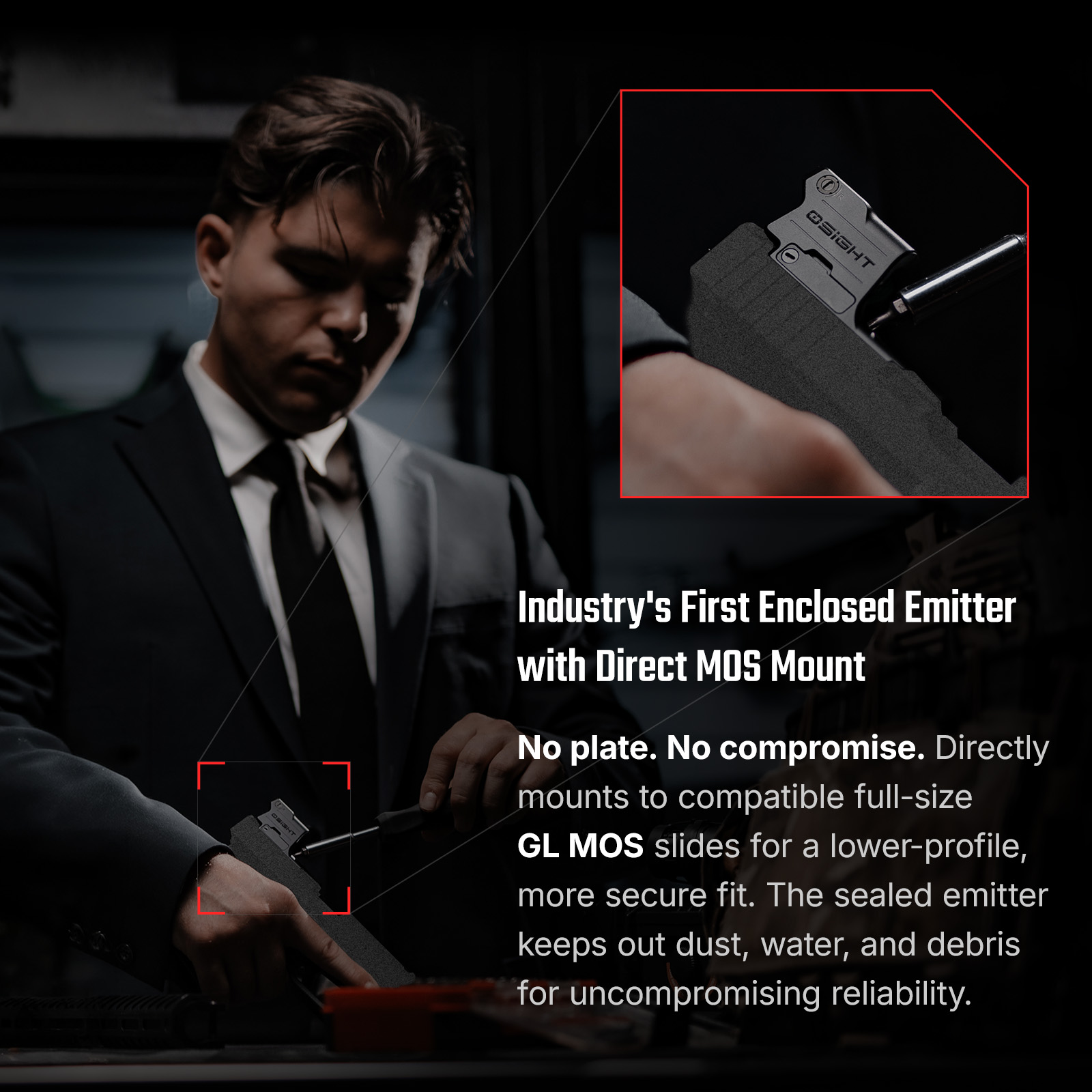 Osight SE MOS Direct-Mount Enclosed Emitter Red Dot Sight with Multi-Reticle System - Image 4