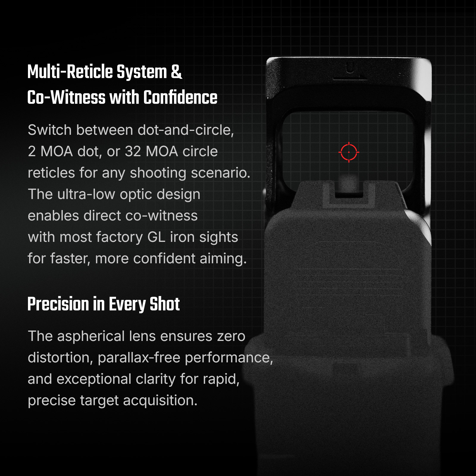 Osight SE MOS Direct-Mount Enclosed Emitter Red Dot Sight with Multi-Reticle System - Image 6
